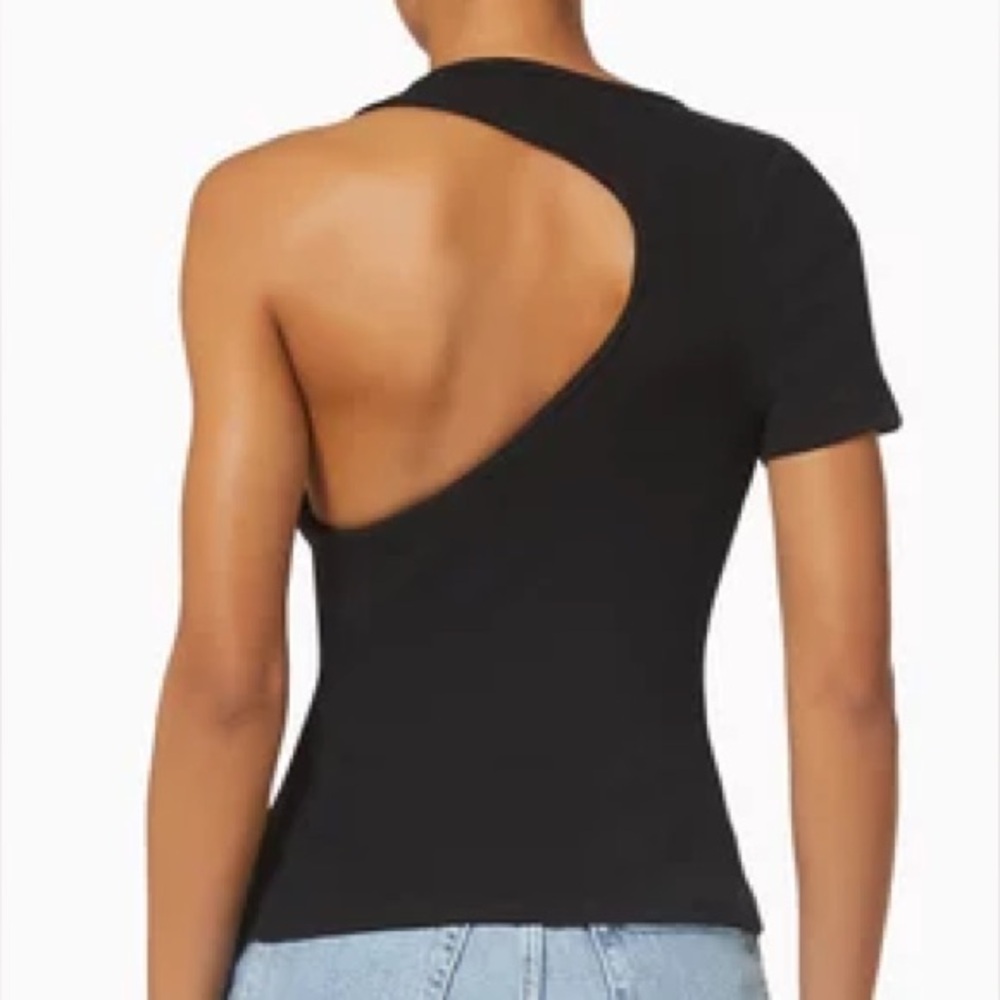 Good American Asymmetrical Open Back T-shirt in Recycled Cotton NWT